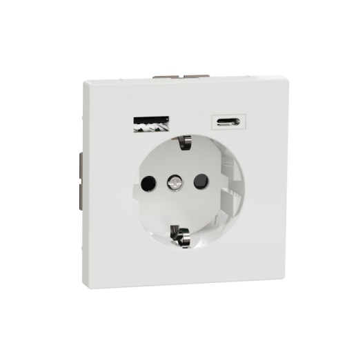 MERTEN D-Life РОЗЕТКА силовая 16 A с зарядкой USB A+C 3 A, БЕЛЫЙ ЛОТОС | код MTN2367-6035 | Systeme Electric