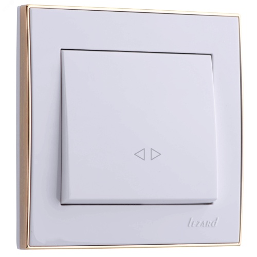 Выключатель RAIN промежуточный белый с боковой вставкой золото | код 703-0226-107 | Lezard Выключатель RAIN промежуточный белый с боковой вставкой золото | код 703-0226-107 | Lezard