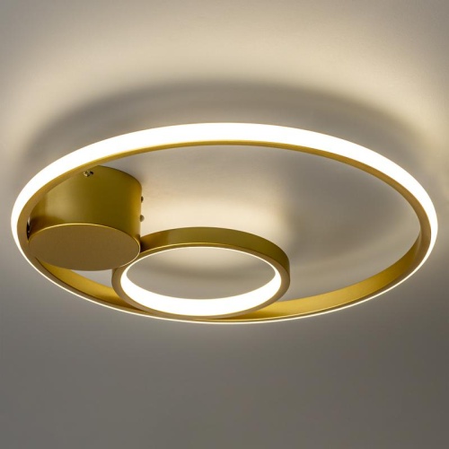 Люстра потолочная светодиодная диммируемая SNELLO с ДУ 3 режима D450х70мм 60Вт 2700К/4200К/6400К 13кв.м зол. Ritter 51654 9 фото 4