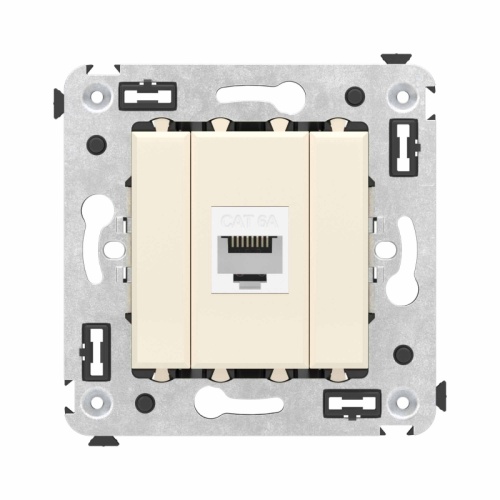 Компьютерная розетка RJ-45 без шторки в стену, кат.6А одинарная, Avanti, Ванильная дымка | код 4405673 | DKC