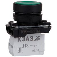 Кнопка КМЕ4110м-зеленый-1но+0нз-цилиндр-IP40-КЭАЗ | код 354343 | КЭАЗ