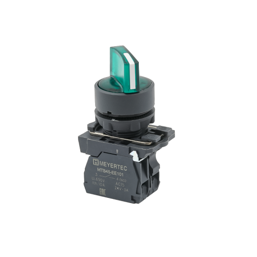Переключатель на 3 положения с фиксацией и подсветкой, зеленый, 1NO, 220V AC/DC, IP65, пластик MTB5-AK33713 | код 137289 | MEYERTEC Переключатель на 3 положения с фиксацией и подсветкой, зеленый, 1NO, 220V AC/DC, IP65, пластик MTB5-AK33713 | код 137289 | MEYERTEC