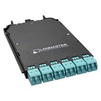 Компактная MPO кассета OM3, 12xLC, тип B, низкие потери, черная | код LAN-MCCB-1M-12LC/OM3 | LANMASTER