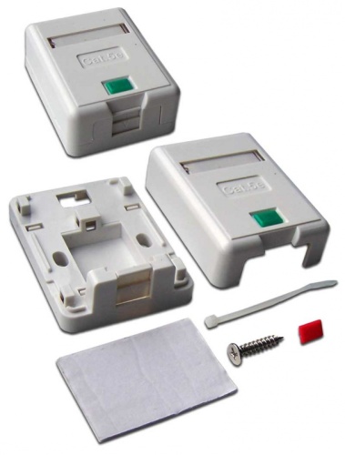 Коробка настенная на 1 кейстоун, с защитной шторкой, белая | код LAN-SA1/S-WH | LANMASTER