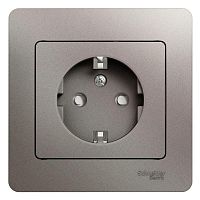 Розетка GLOSSA, скрытый монтаж, с заземлением, со шторками, платина | код. GSL001244 | Schneider Electric