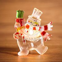 Фигура светодиодная на присоске Снеговик с подарком RGB | код 501-022 | Neon-Night