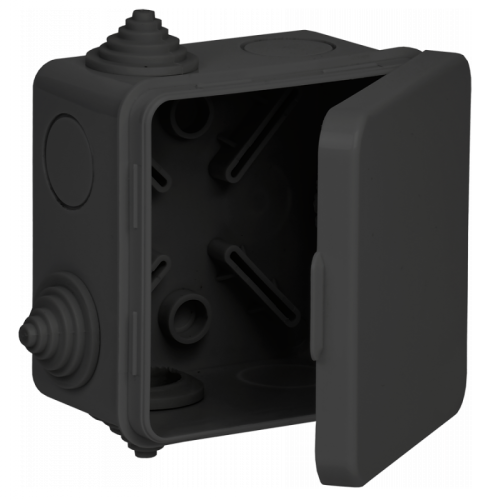 Коробка расп. КМ41238 80х80х50мм о/к IP54 7 вв. черная IEK | код UKO31-080-080-050-K02-54 | IEK