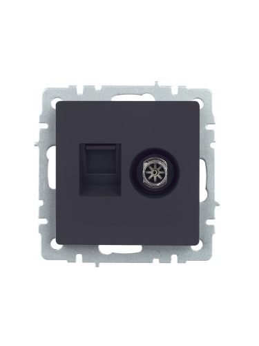 BRITE Розетка двойная TV+RJ45 кат.5E РТВ/РК12-БрГ графит | код BR-AK20-1-K53 | IEK фото 5