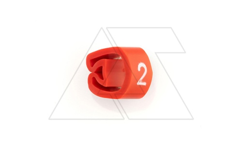 Маркер кольцевой RMS-04 59842-2, D кабеля 8-16mm, 16-70mm2, символ 2, PVC, красный (упак. 100шт.) | код 4389616 | Cembre
