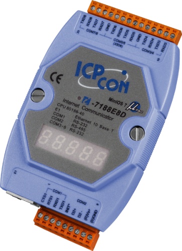 I-7188E8D CR Internet Communication Controller with display one Ethernet port, Seven RS-232 ports and | код 00-01137036 | ICP DAS