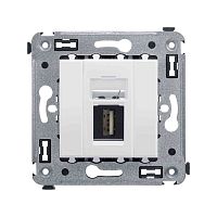 USB 2.0 розетка одинарная в стену, тип А-А, Avanti, Белое облако | код 4400403 | DKC