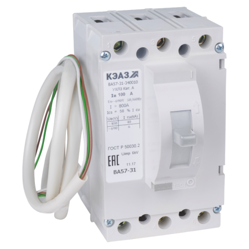 Автоматический выключатель ВА57-31-841810-80А-1200-220DC-НР230AC/220DC-УХЛ3-КЭАЗ (1 шт.) КЭАЗ | код 138739 | КЭАЗ Автоматический выключатель ВА57-31-841810-80А-1200-220DC-НР230AC/220DC-УХЛ3-КЭАЗ (1 шт.) КЭАЗ | код 138739 | КЭАЗ
