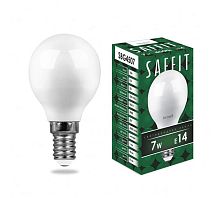 Лампа светодиодная LED 7вт Е14 белый матовый шар (SBG4507) | код 55035 | SAFFIT