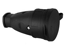 Volsten Sb1-MZ Black, Каучуковая розетка IP54 Черная (1 гнездо,разборная,земля, Модель РА16-005) | код 14432 | Volsten