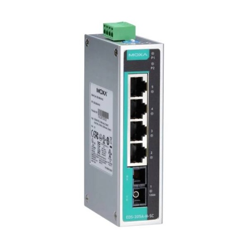 Коммутатор EDS-205A-M-SC 5 port switch, 4 x 10/100 TX, 1 x 100 FX (multimode), dual power | код 00-06031619 | MOXA