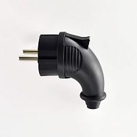 Вилка 16А с/з каучук черная угловая IP44 | код 106-0400-0108/108 | Lezard