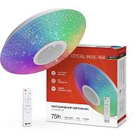 Светильник светодиодный COMFORT CRYSTAL-MUSIC-RGB 75Вт 230В 3000-6500К 6000лм 505х125мм с пультом ДУ | код 4690612044569 | IN HOME