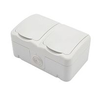 БлокОП2розеткигоризонт.MiniOGсзаземл.IP54бел. | код KR-78-0606 | Kranz