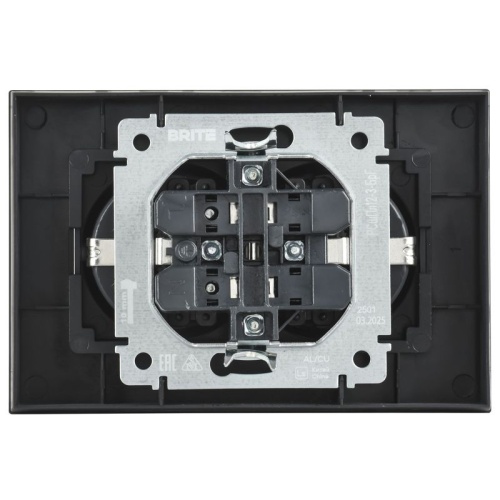 Розетка 2-м СП BRITE РСшПл12-3-БрГ 16А в сборе с заземл. защ. шторки плоская графит IEK BR-R28-16-K53-F фото 3