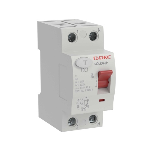 Устройство защитного отключения УЗО ВДТ YON MAX MDL100, 2P, 30mA, 80A, тип АC | код MDL100-2P2-80-AC | DKC