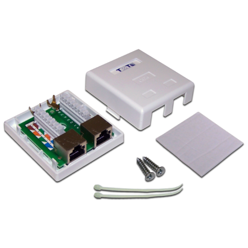 Настенная розетка, 2 порта RJ-45 категории 6, STP, белая | код TWT-SM2-4545/S6-WH | TWT