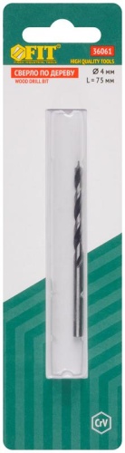 Сверло по дереву, CrV Профи 4 мм | код 36061 | FIT фото 3