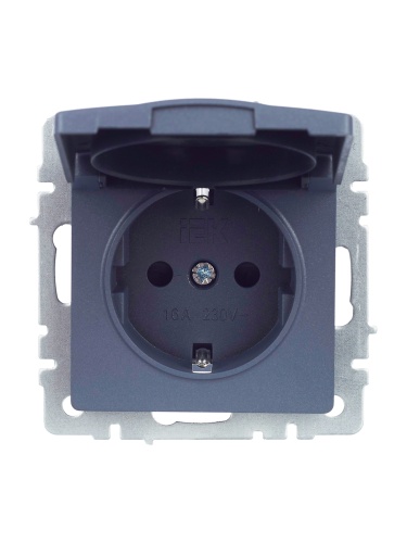 BRITE Розетка 1-местная с заземлением с защитными шторками и крышкой 16А IP20 РСбш10-3-БрМ маренго | код BR-R16-16-K35 | IEK фото 5