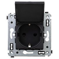 Розетка с крышкой в стену, 2P+E, с з/ш, ''Avanti'', ''Черный матовый'' | код. 4412013 | DKC