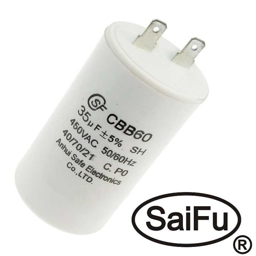 Пусковой конденсатор SAIFU CBB60, 35 мкФ, 450 В | код 102391 | Saifu