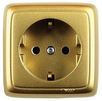 Розетка наружная с заземлением с изоляционной пластиной золото | код РА16-113-07 | HEGEL