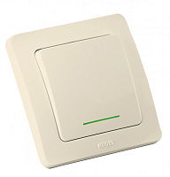 Переключатель одноклавишный скрытый с индикацией слоновая кость 10А | код ВС10-362-01 | HEGEL
