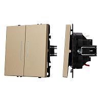 Механизм выключателя двухклавишный непроходной LED SWT-NOBE-MK02-SFPL-L-GD 230В 10А Arlight 054265