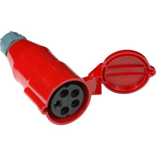 Вилка IEC 309 трехфазная, мама, 32A, 380V, разборная, красная | код LAN-IEC-309-32A3P/F | LANMASTER