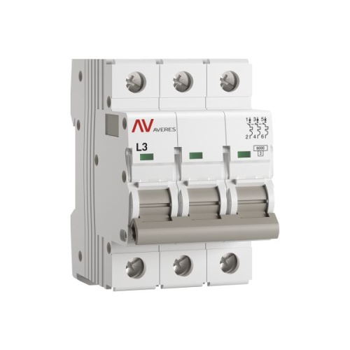 Выключатель автоматический AV-6 3P 3A (L) 6kA EKF AVERES | код mcb6-3-03L-av | EKF