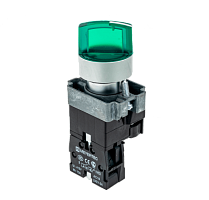 Переключатель с LED подсветкой, 24V AC/DC , зеленый, 3 полож. 1NO, фикс., мет. MTB2-BK3361 | код 58219 | MEYERTEC