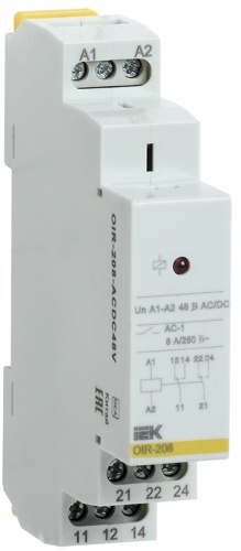 Реле промежуточное модульное OIR 2 контакта 8А 48В AC/DC | код OIR-208-ACDC48V | IEK