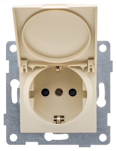 GUSI Ugra механизм розетки 1-ой с/з с з/ш и крышкой, скрытая установка, 16А, 250В. Цвет бежевый. | код С11Р91-003 | GUSI ELECTRIC