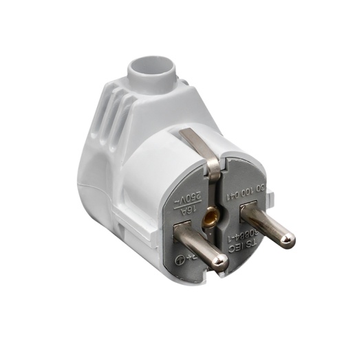 Вилка угловая усиленная с заземлением белая 16А 250В Proxima | код AVY16-10-r | EKF