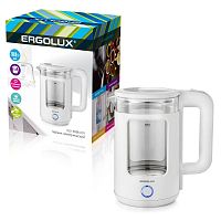 Чайник электрический ELX-KG08-C01 стекло/пластик 1.8л 220-240В 1800Вт бел. ERGOLUX | код 15334 | Ergolux
