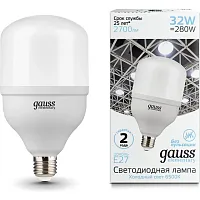 Лампа светодиодная LED 32 Вт 2700 лм 6500К AC180-240В E27 цилиндр Т100 холодная Elementary Gauss | код 63233 | GAUSS