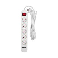 Удлинитель STANDARD 5 гнезд, 3м, 3х1,0мм?, с/з, с выключателем, 2 USB, белый REXANT | код 13-4035 | REXANT