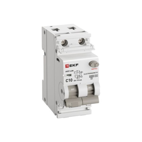 Автоматический выключатель дифференциального тока АВДТ-63N 1P+N 10А 10мА характеристика С тип A электромеханический 6кА PROXIMA EKF | код D63N26MA10C10 | EKF фото 4 Автоматический выключатель дифференциального тока АВДТ-63N 1P+N 10А 10мА характеристика С тип A электромеханический 6кА PROXIMA EKF | код D63N26MA10C10 | EKF фото 4