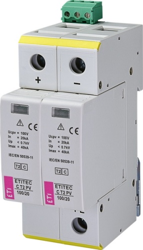 Ограничитель перенапряжения ETITEC C T2 PV 100/20 (для PV систем) | код 002440428 | ETI