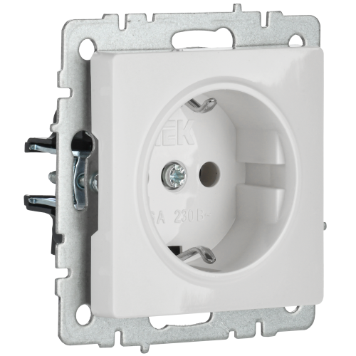 BRITE Розетка 1-местная с заземлением без защитных шторок 16А РС11-1-0-БрБ белый | код BR-R11-16-K01 | IEK фото 2