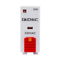 Реле миниатюрное промышленное, 2CO, ком. ток 8А, AgSnO2, напряжение 230V AC, опция: тест-кнопка+светодиод | код IR-230AC-2CO-D | DKC