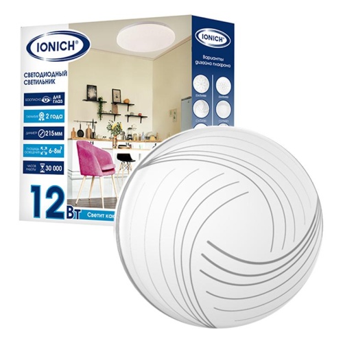 Светильник светодиодный декоративный ДБО 12Вт 850Лм 230В 6500К IP20 IONICH | код 1689 | Universal