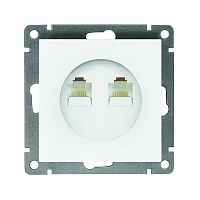 Розетка компьютерная 2-м СП Афина RJ45 кат.5E механизм бел. | код A1086 | Universal