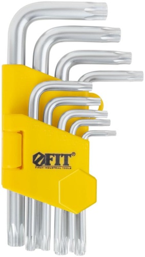 Ключ "звездочки" Т10-Т50 с отверст. в пластик. держателе CrV сталь (уп.9шт) FIT 64023 Ключ "звездочки" Т10-Т50 с отверст. в пластик. держателе CrV сталь (уп.9шт) FIT 64023