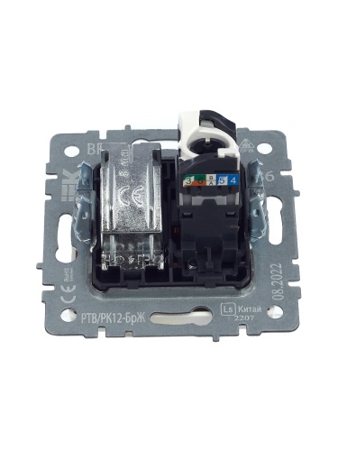 BRITE Розетка двойная TV+RJ45 кат.5E РТВ/РК12-БрЖ жемчуг | код BR-AK20-1-K36 | IEK фото 2