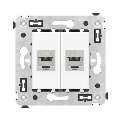 Компьютерная розетка RJ-45 без шторки в стену, кат.6 двойная экранированная, Avanti, Белое облако | код 4400794 | DKC